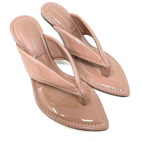 Good American Clear Wedge Sandals Size 7.5 Dusty Patent GA077P-X - Picture 3 of 5